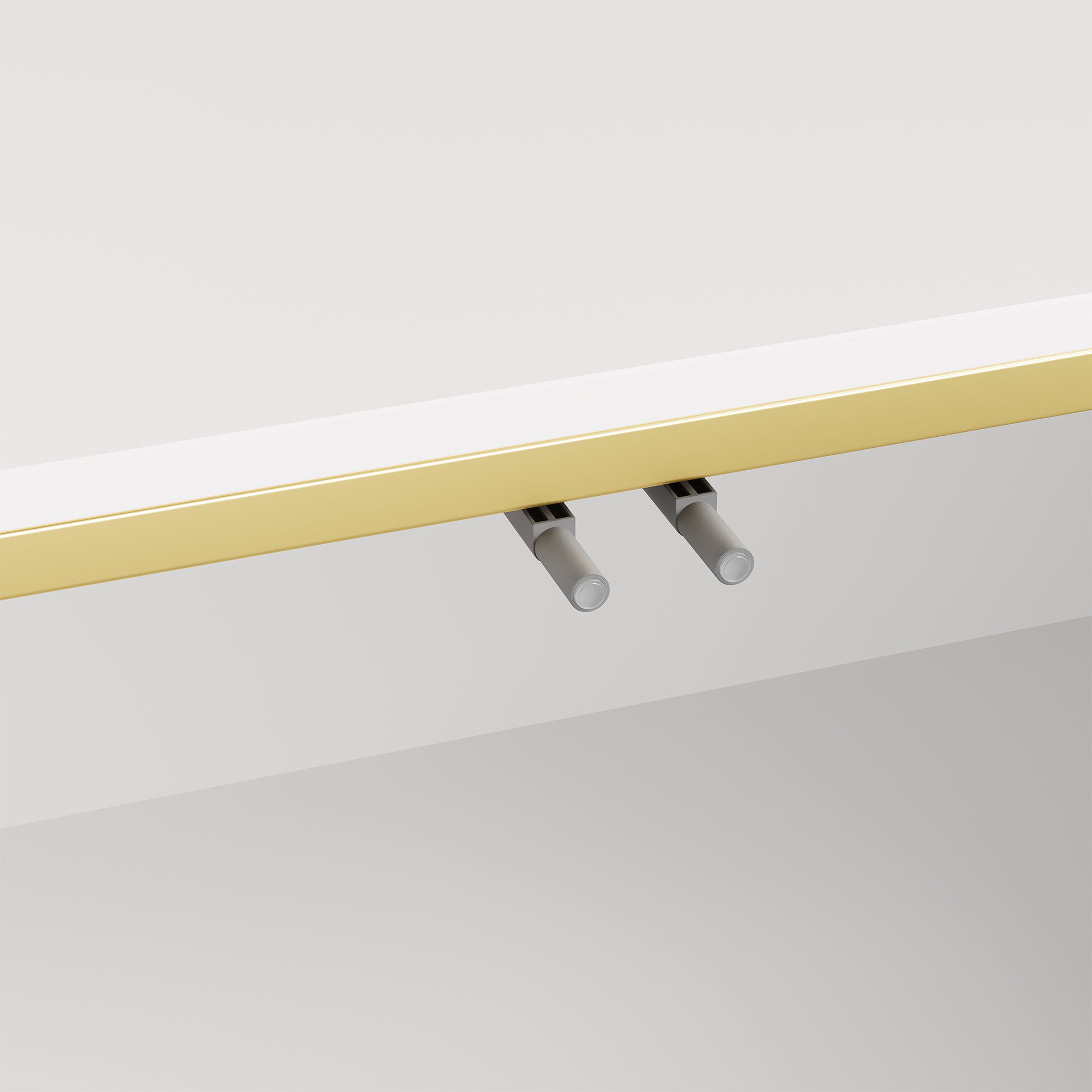 Meuble TV blanc brillant 170 cm, 4 portes, pieds métal doré, design ...
