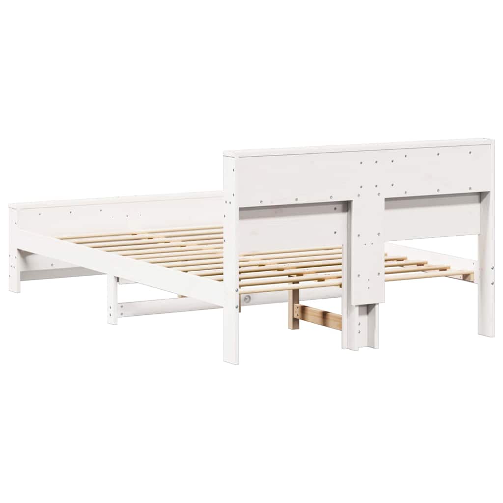 Cadre de lit avec étagère, blanc, en pin massif, 120 × 190 cm - 7