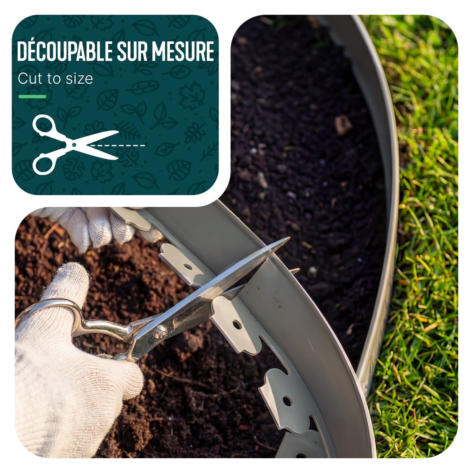 Bordure de jardin flexible plastique 10m avec 30 piquets gris - hauteur 5cm - epaisseur 4mm - VOUNOT® - 6