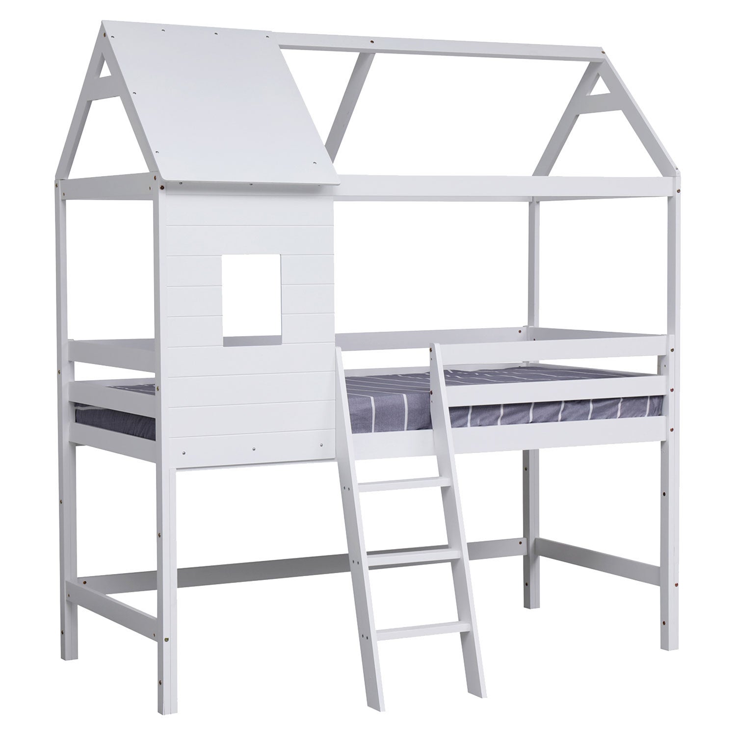 Lit cabane mezzanine pour enfant 190x90cm blanc MARGOT - 3