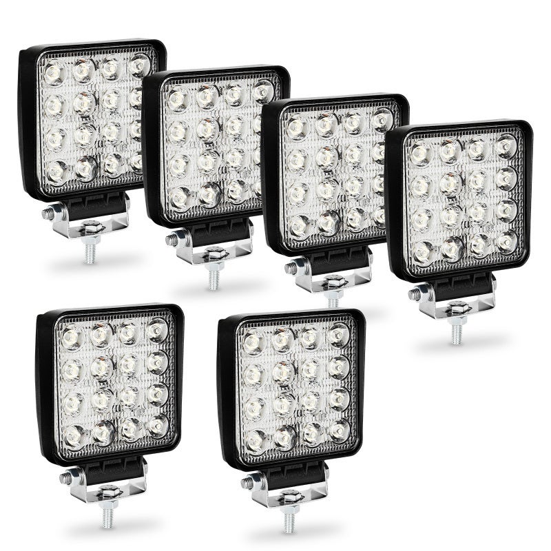 6 szt. 48W kwadratowe lampy robocze LED DC 12V 24V do quadów, łodzi, ciągników terenowych, wodoodporne
