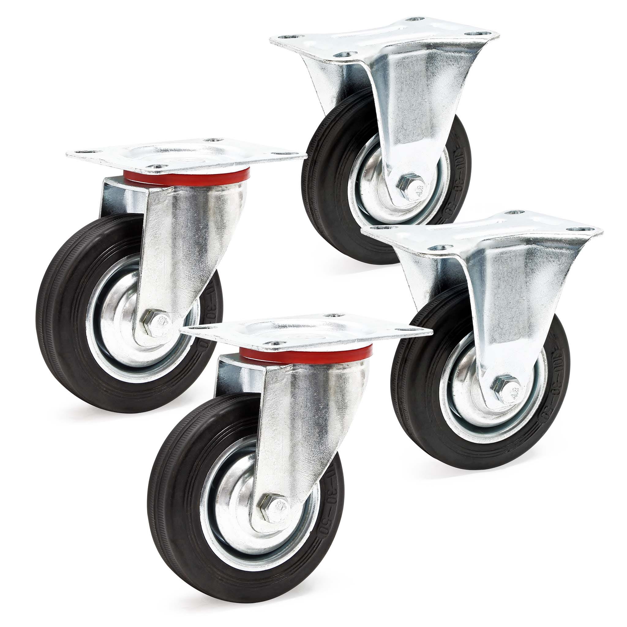 Wiltec Kit de 4 Roulettes – Ø 100 mm – Capacité 70 kg – 2x Roulette ...