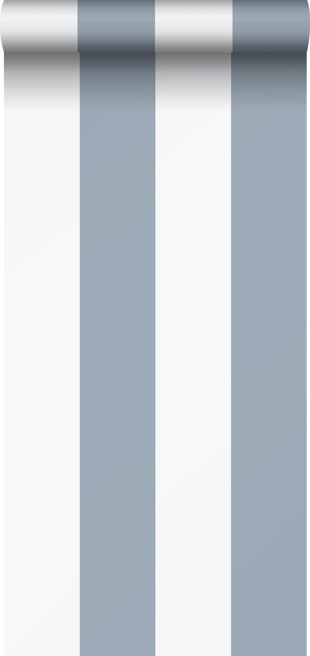 Papier peint à rayures bleu gris et blanc - 53 cm x 10.05 m - Sanders & Sanders