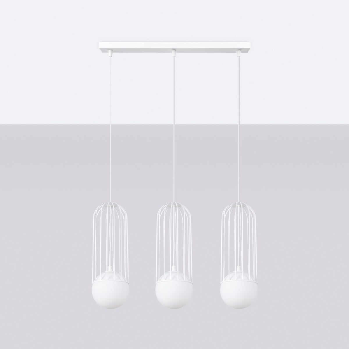 Lampa wisząca ZYNEX 3L biała LED 4000K - 54x12x115cm Sollux