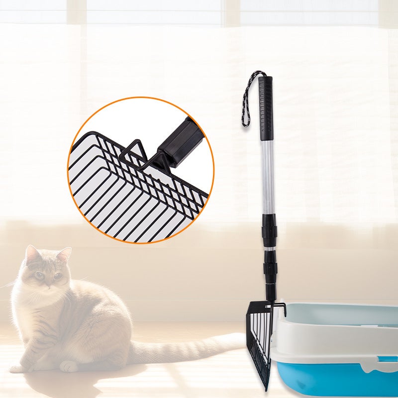 Pelle à filet de nettoyage pour poulailler, amovible, avec long manche, pelle à litière pour chat, 59*14*14 cm - 3