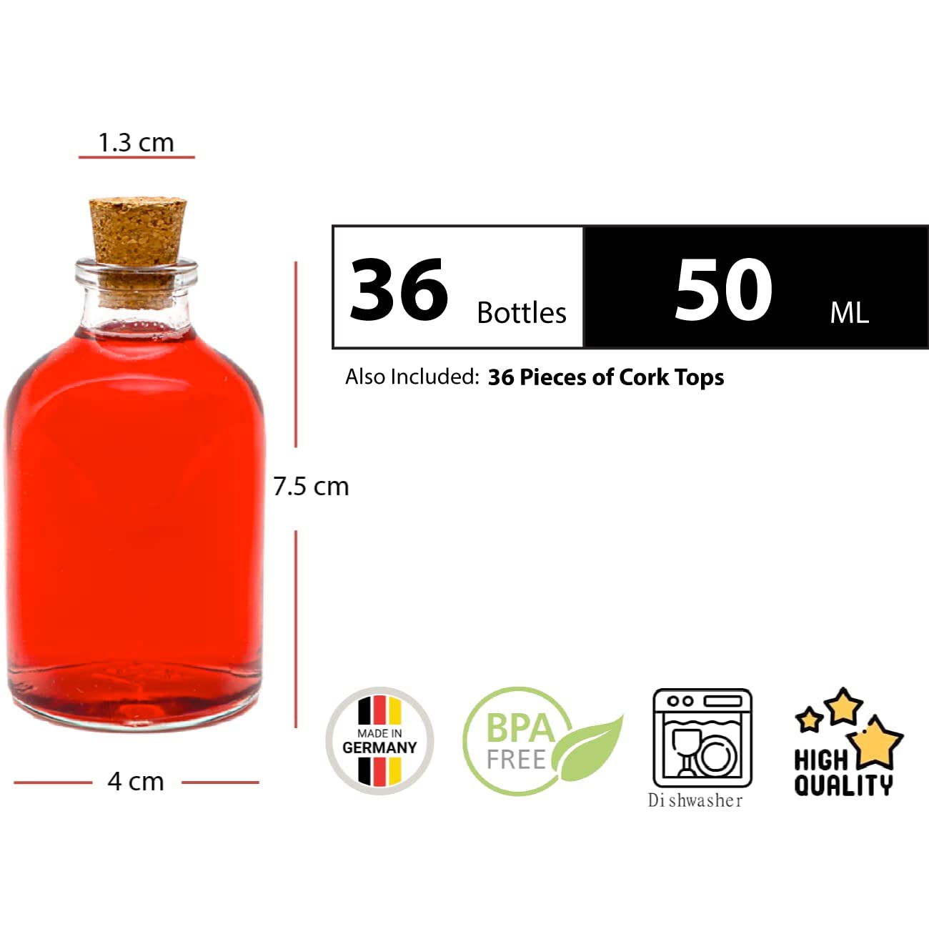 Bottiglie Per Profumi Fai Da Te Belle Vous 12 Mini Bottiglie Vetro Con Tappo In Sughero - 45-50ml Bottigliette Per Messaggi Desideri