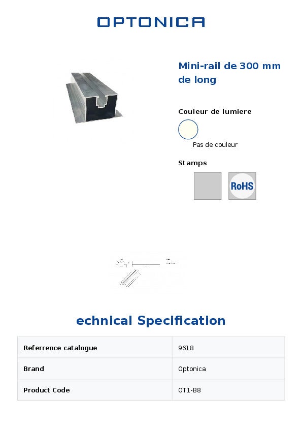 Mini-rotaia in alluminio da 300mm - luce, robusta, certificata CE - Optonica - 4
