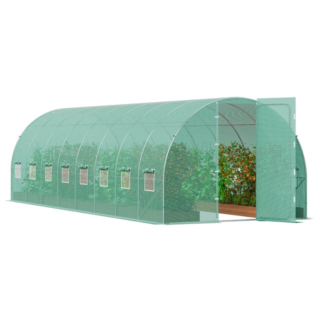 Serre tunnel de jardin,VEVOR 835x290x225 cm,cadre en acier galvanisé,PE,porte à glissière à enroulement,16 fenêtres,adaptée à la culture légumes