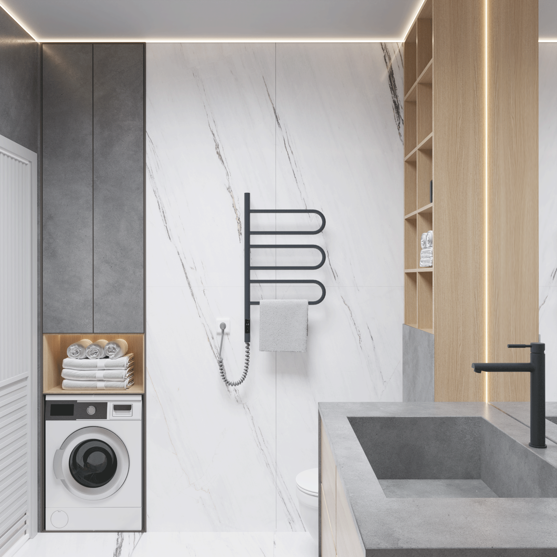 Secador de toallas eléctrico Ti R3 GREY, 105 W, 44x80 cm, INOX