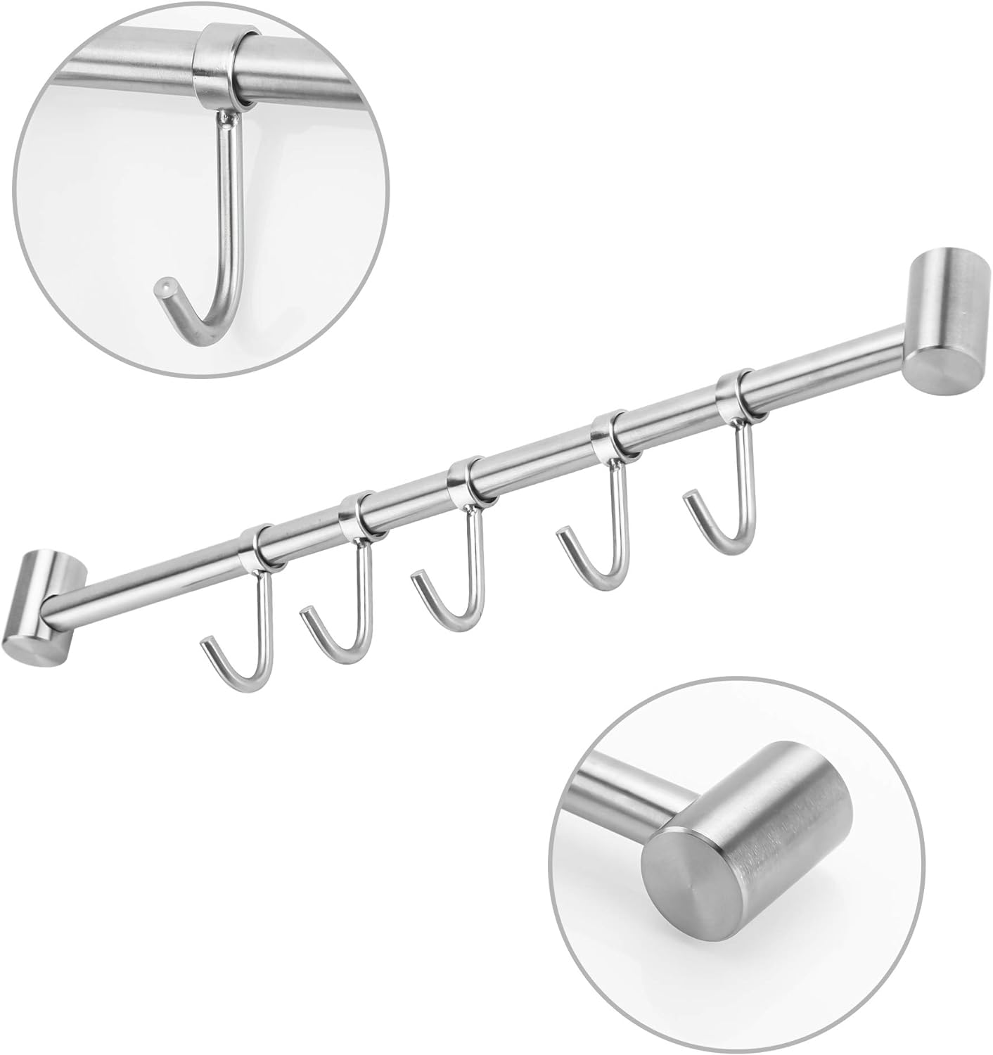Stalowy kuchenny drążek do wieszania z 5 haczykami - kuchenny drążek do wieszania kuchenny drążek do wieszania ścienny