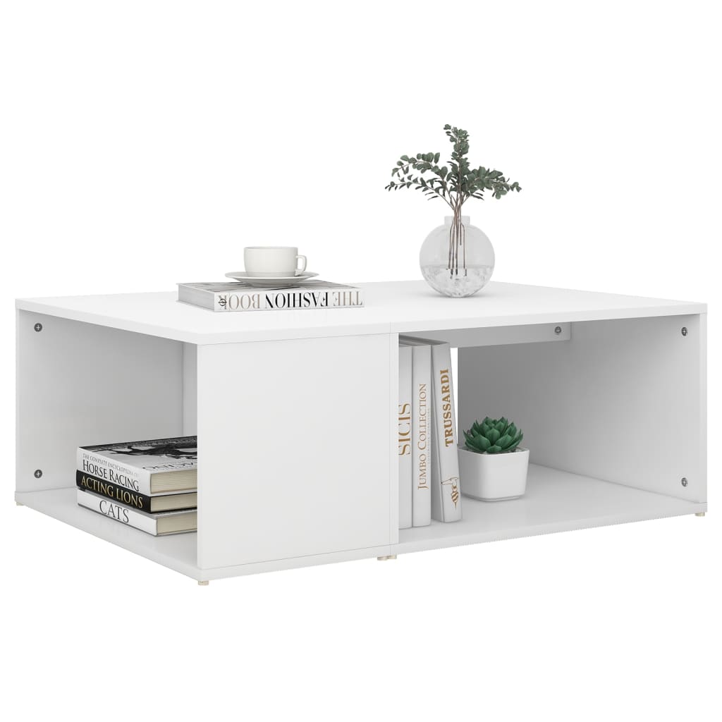 Table Basse Furinno Beginning Design Minimaliste - Blanc 90x49x39 Cm - 30 Kg Charge Max