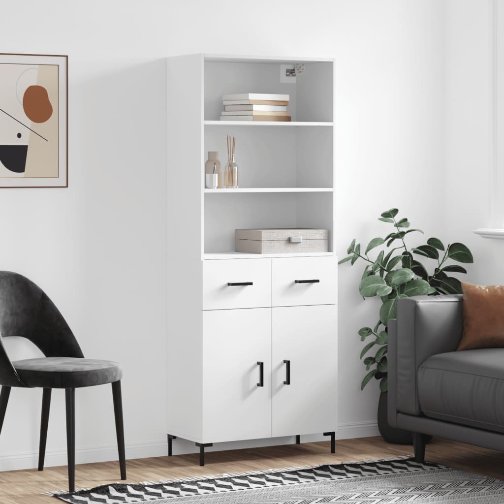Buffet haut Blanc 69,5x34x180 Bois d'ingénierie - 2