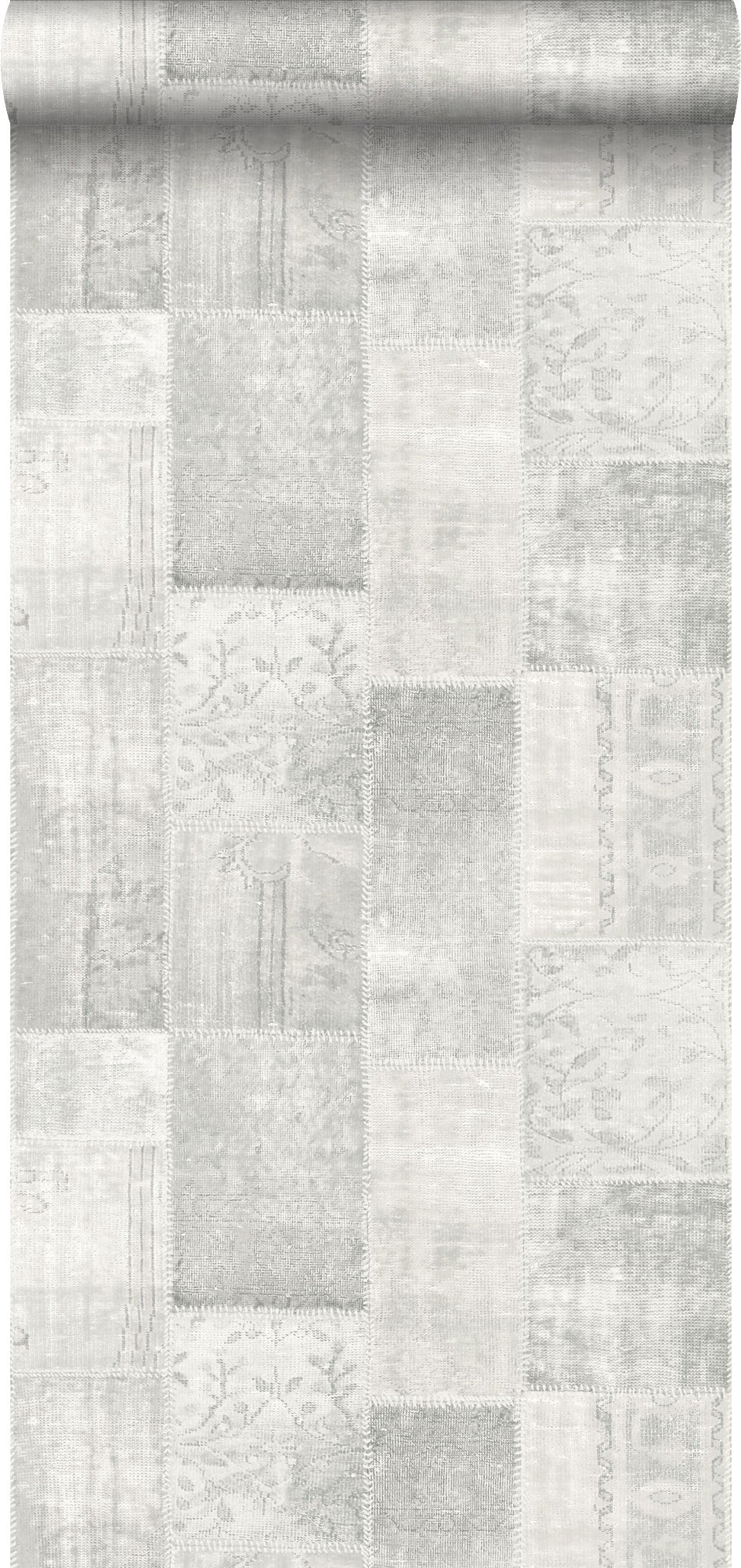 Tapeta kilimowy patchwork szarym - 53 cm x 10.05 m - ESTAHOME