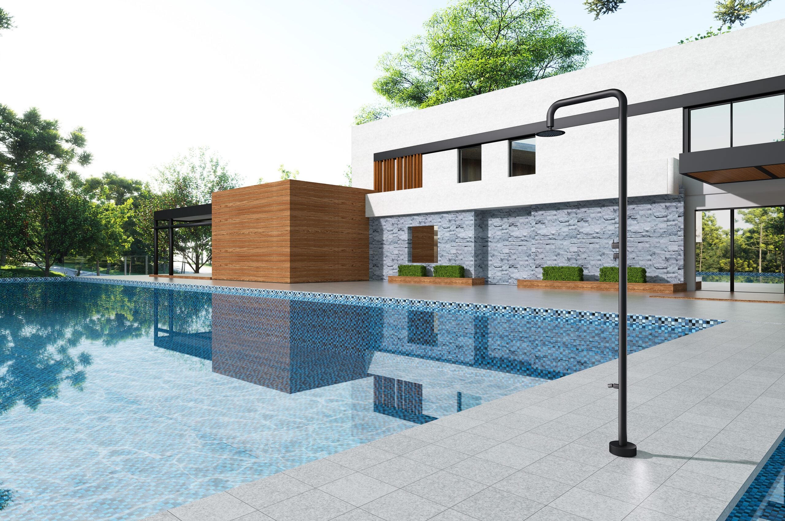 Colonne De Douche Extérieure Acier Inoxydable S316 - Mitigeur 2 Voies, Flexible 150 Cm - Pour Piscine, Jardin, Spa