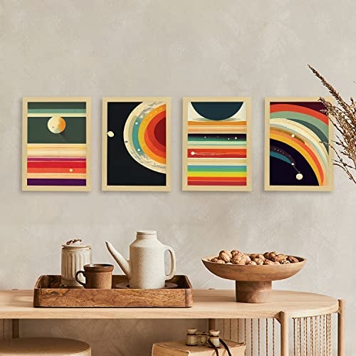 Nacnic Set De 4 Posters Espejismo En Estilo Abstracto Llamativas Y Modernas Ilustraciones Artísticas A Todo Color Para El Size A4 Marco Negro - 4