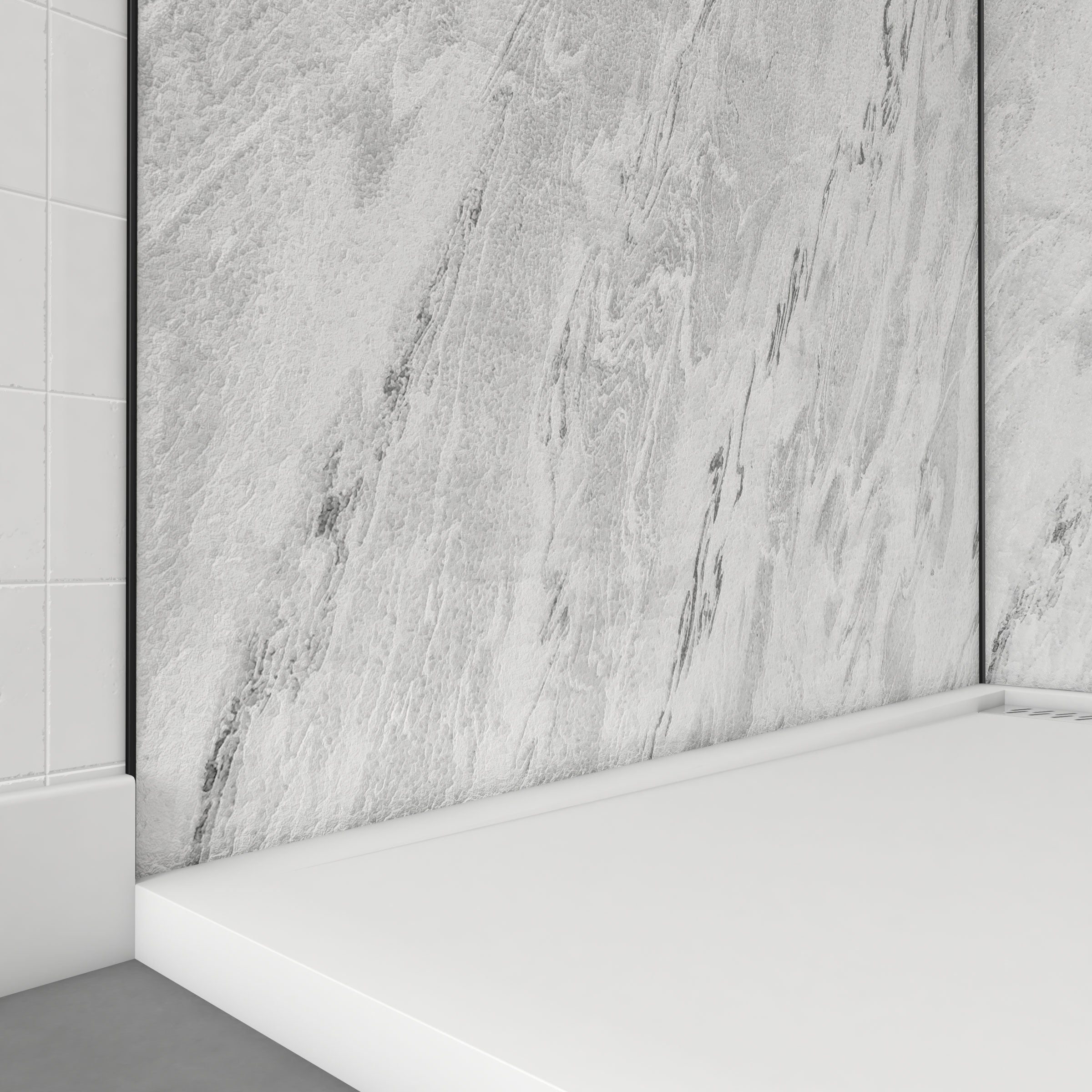 Pack de 2 Panneaux Muraux Pierre Artic Storm 90+120x210 cm avec Profilés NOIR MAT - STONE'IT - 2