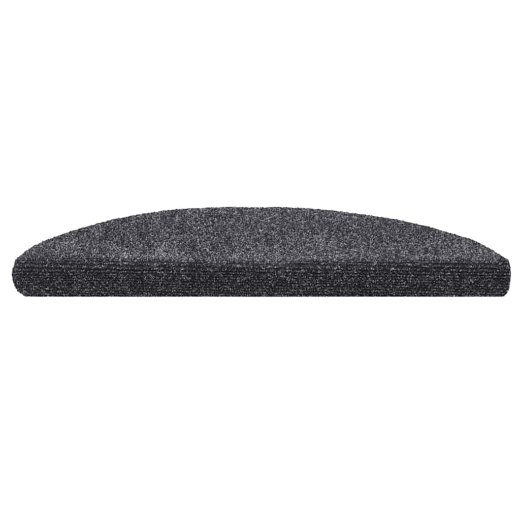 vidaXL Tapis d'escalier autocollants 20 pièces 56 x 17 x 3 cm Gris foncé Demi-rond - 3