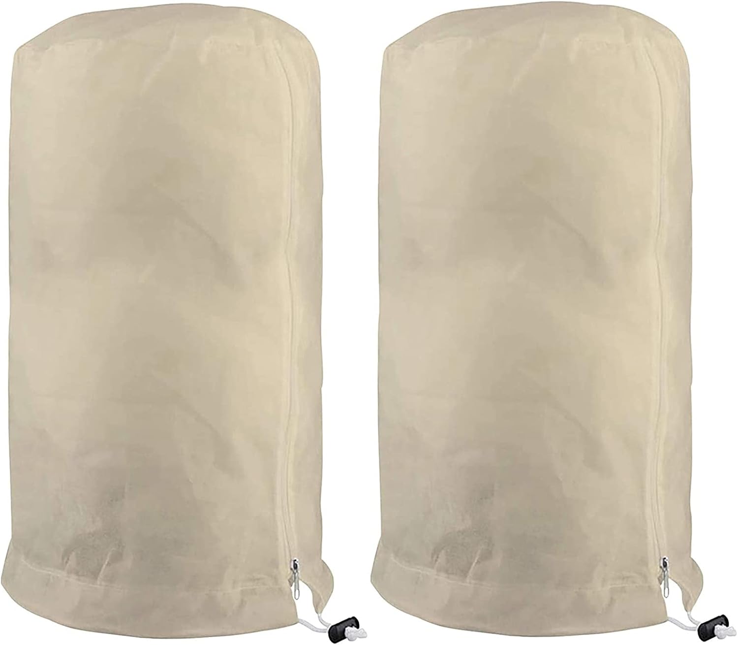 CPROSP 2 Pcs Housse Hivernage Plantes En Pot 50x45cm Avec Cordon Et Tapis Fibre Coco - Gris
