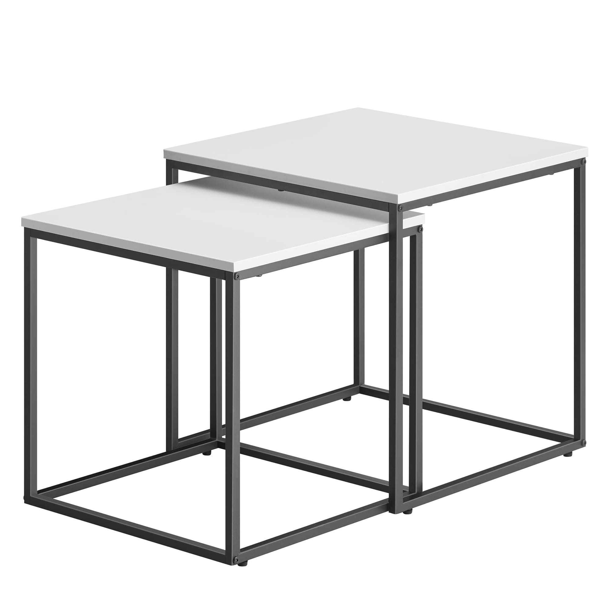 Stolik kawowy kwadrat 2szt zestaw biały / nogi czarne 50x45cm
