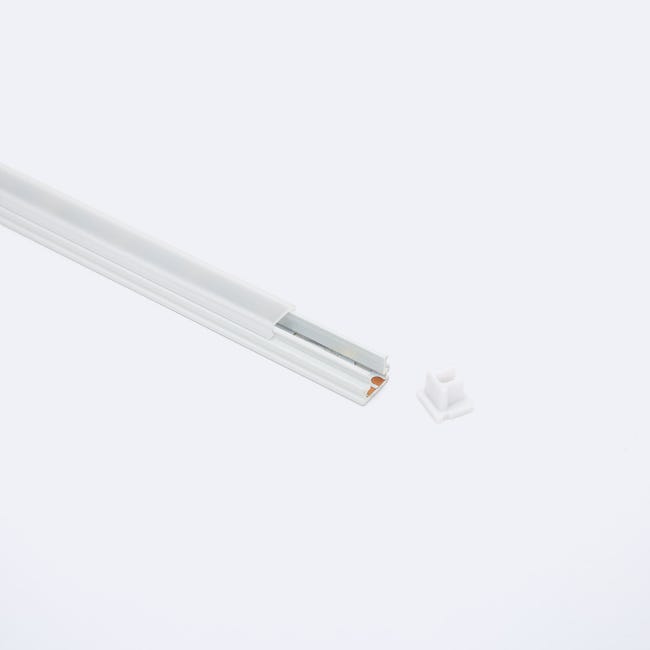 Perfil De Aluminio Para Tiras LED De Hasta 8 Mm - 2 Metros, Tapa Blanca Semi-transparente, Montaje En Superficie
