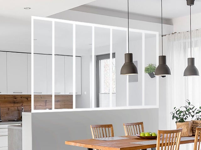 Verrière atelier en aluminium thermolaqué blanc 210 x 130 cm (L x H) – BAYVIEW