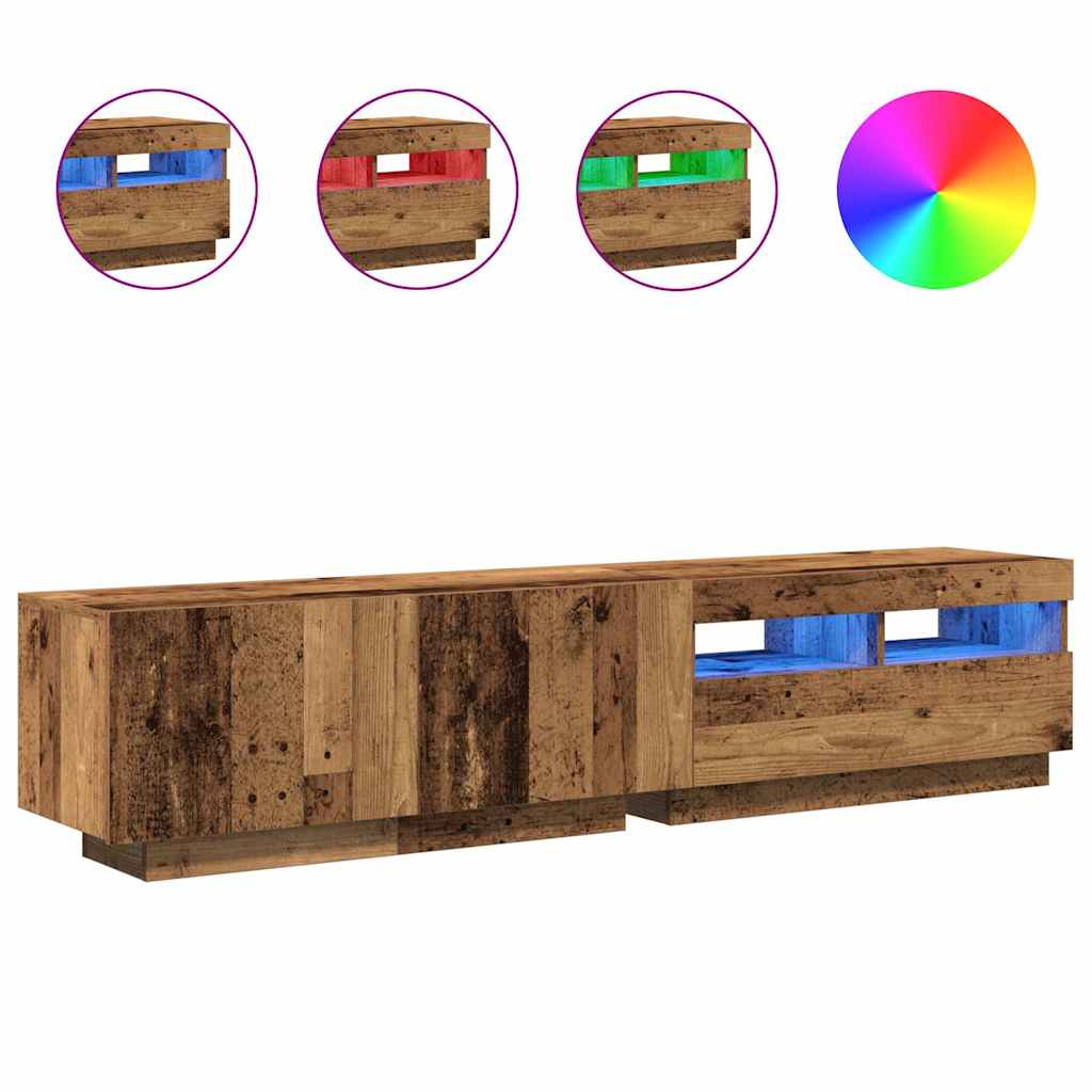 Meuble TV Moderne Avec 4 Tiroirs Et LED - 178x35x45 Cm, Blanc, Rangement Pratique Et Design épuré Pour Salon