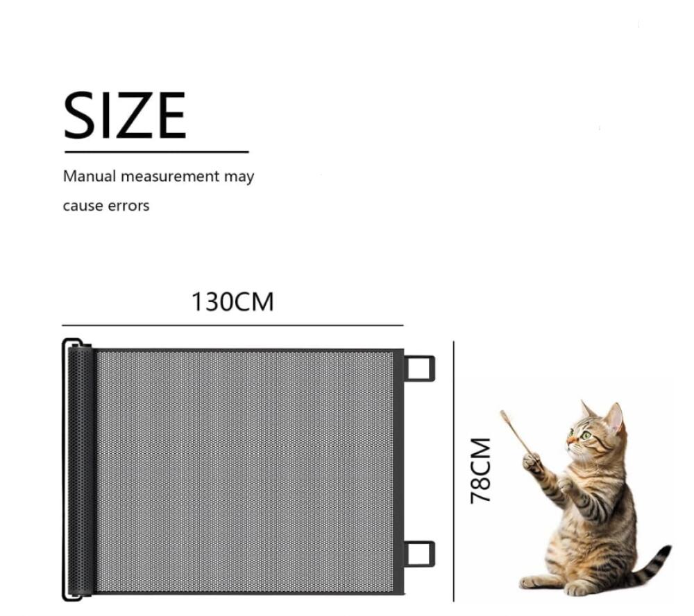 Portão de segurança retrátil e extensível, preto, 130 x 78 cm, para bebês, crianças e cães - Proteção para escadas, corredores, uso interno e externo. - 2