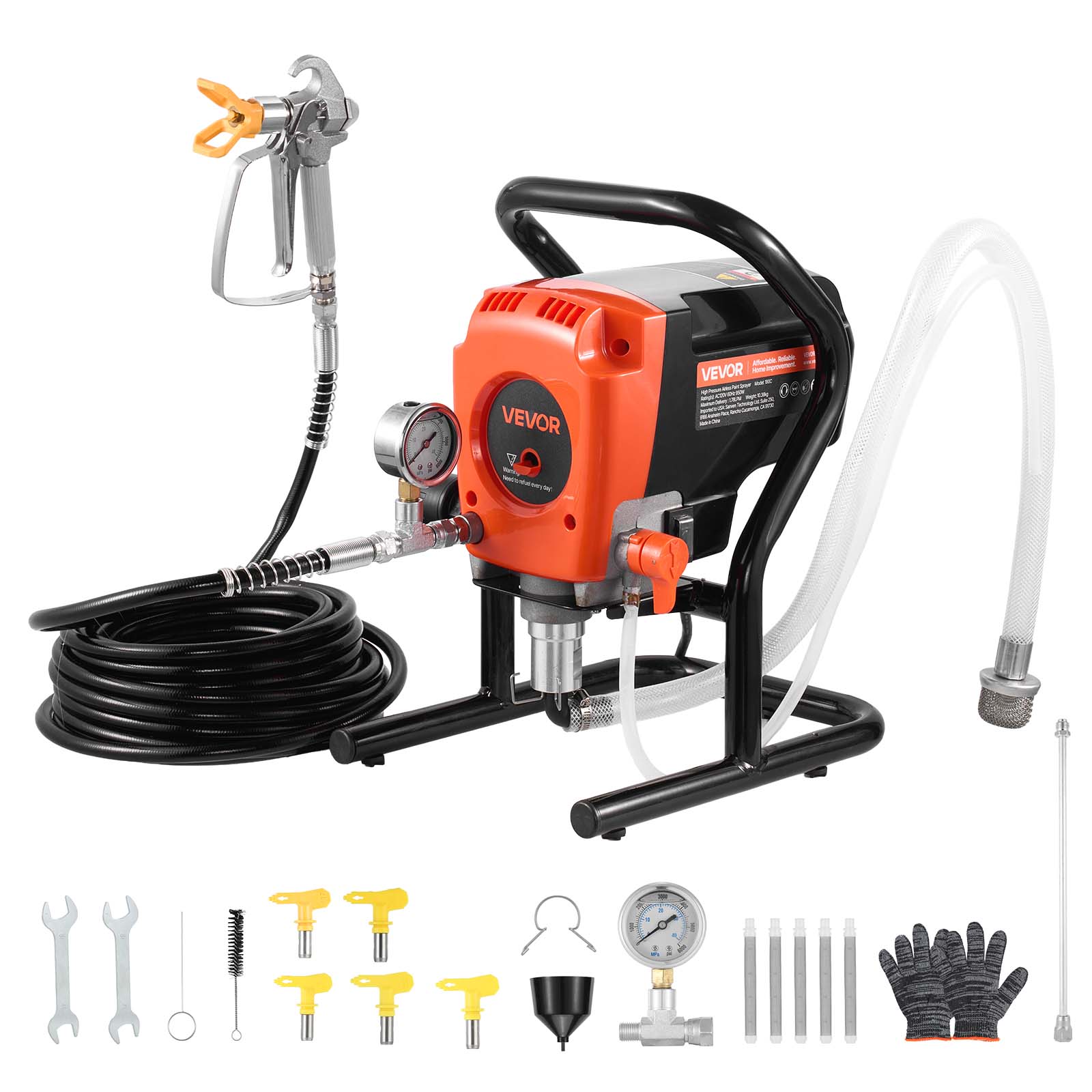 Agregat malarski bezpowietrzny 900 W, 3300 PSI, kompaktowy, z wężem 15 m i zestawem dysz