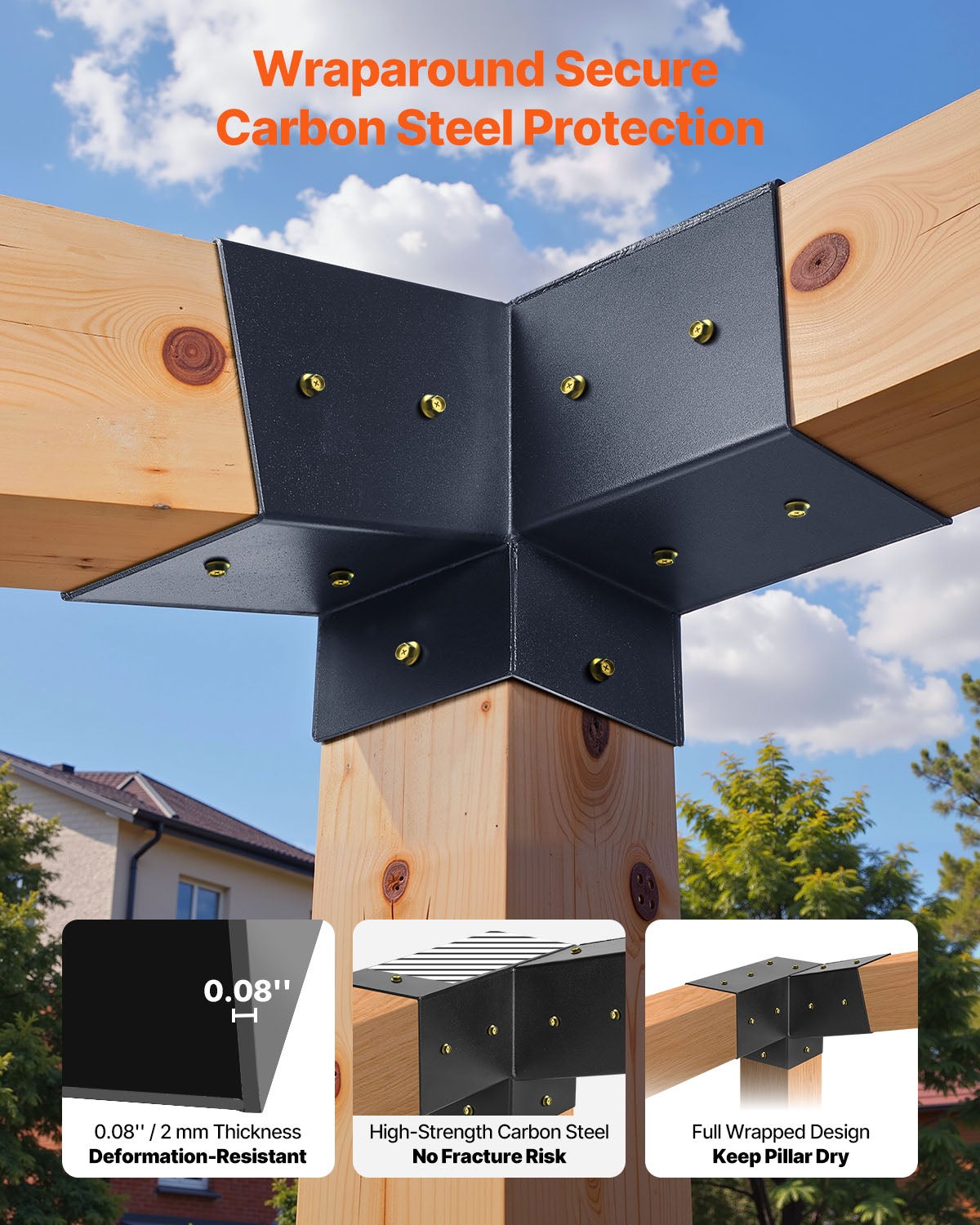 Kit Pergola 8 Pièces,VEVOR Support Incliné à 3 Voies 4x4
