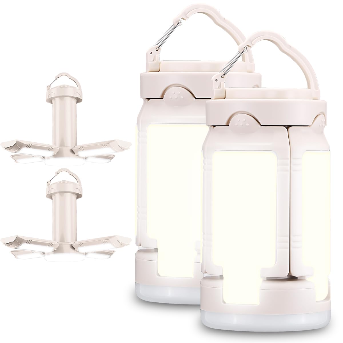 2 lampes de tente étanches IPX4, pliables à 90°, rechargeables, avec ...