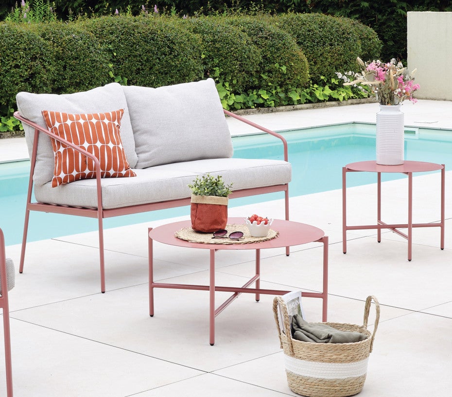 Salon bas de jardin en Métal Rouge 4 personnes - 3