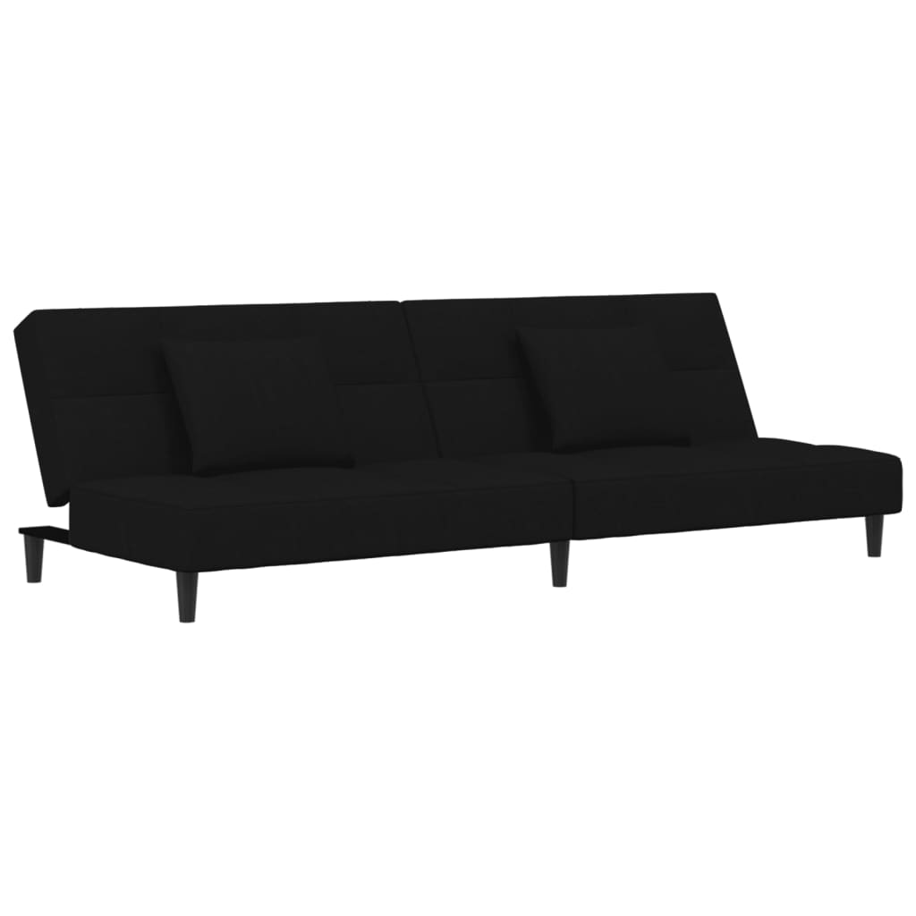 Sofá cama de 2 plazas moderno | cama para adulto con dos almohadas terciopelo negro cfw31823