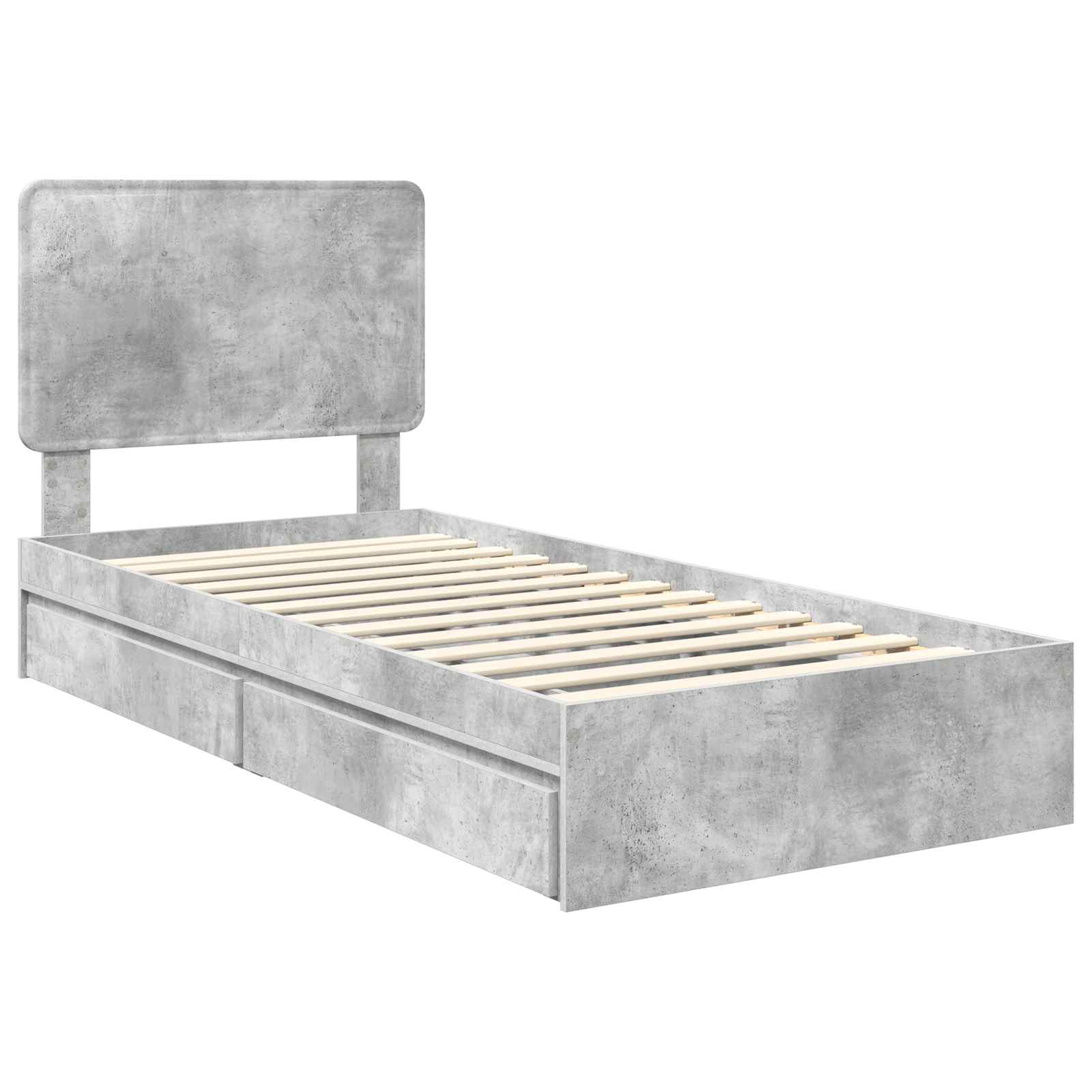 Lit de rangement Gris béton 90 x 190 cm panneau de bois - 4