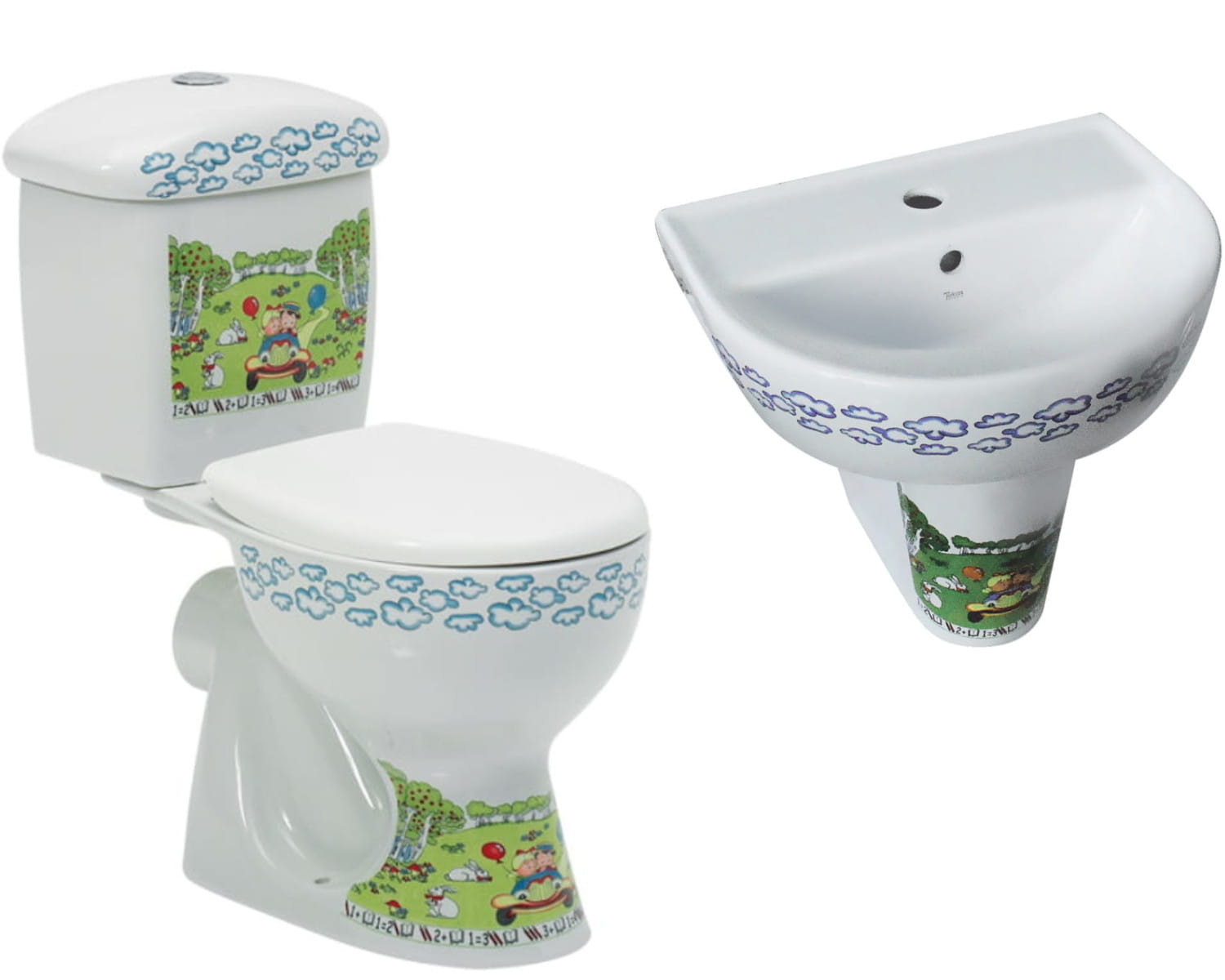 WC kompakt dla dzieci 56x32x61cm odpływ uniwersalny, spłuczka, deska biała, umywalka z półpostumentem, CeraStyle