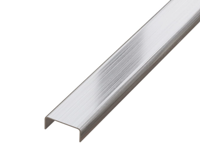 Perfil C em aço inoxidável polido prateado acetinado - 2700mm X 10mm x 9mm