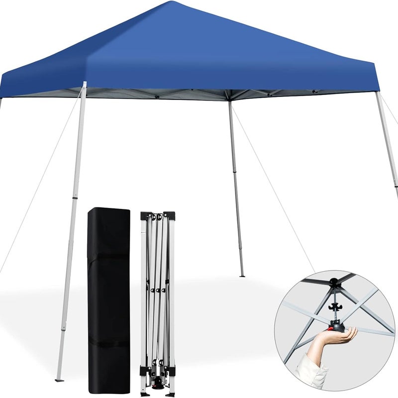Altana Ogrodowa 235 x 235 cm, Składana, z 3-Stopniową Regulacją Wysokości, Namiot Imprezowy z Torbą UV50+, na Patio, do Ogrodu, na Plażę, Niebieska