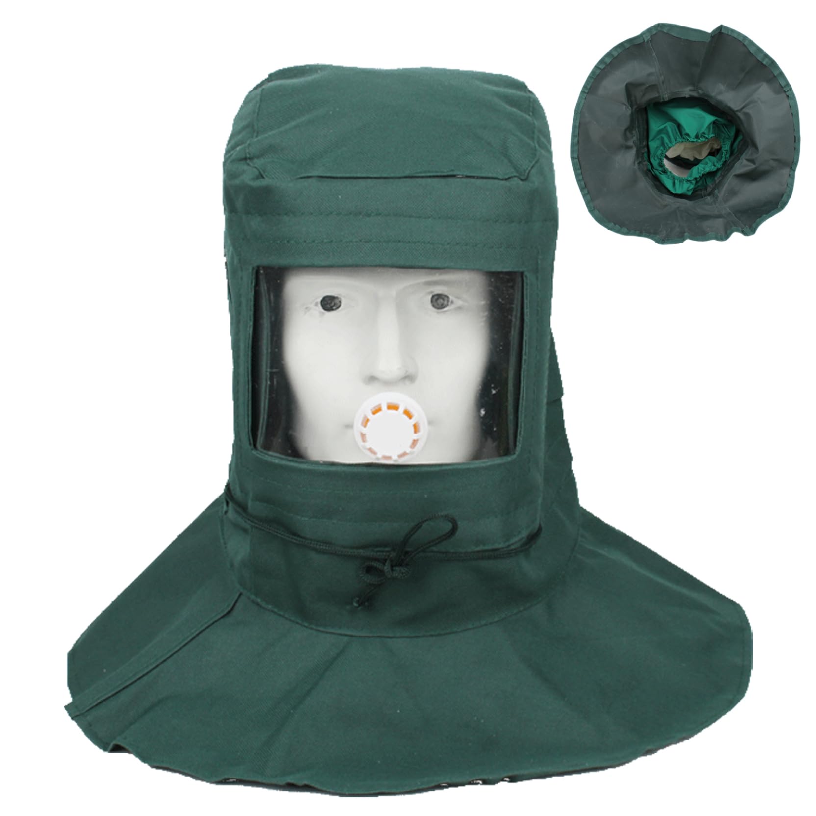 Hotte de sablage avec masque à vision claire et corde réglable - Protection anti-poussière pour polissage,peinture et travaux poussiéreux - 6