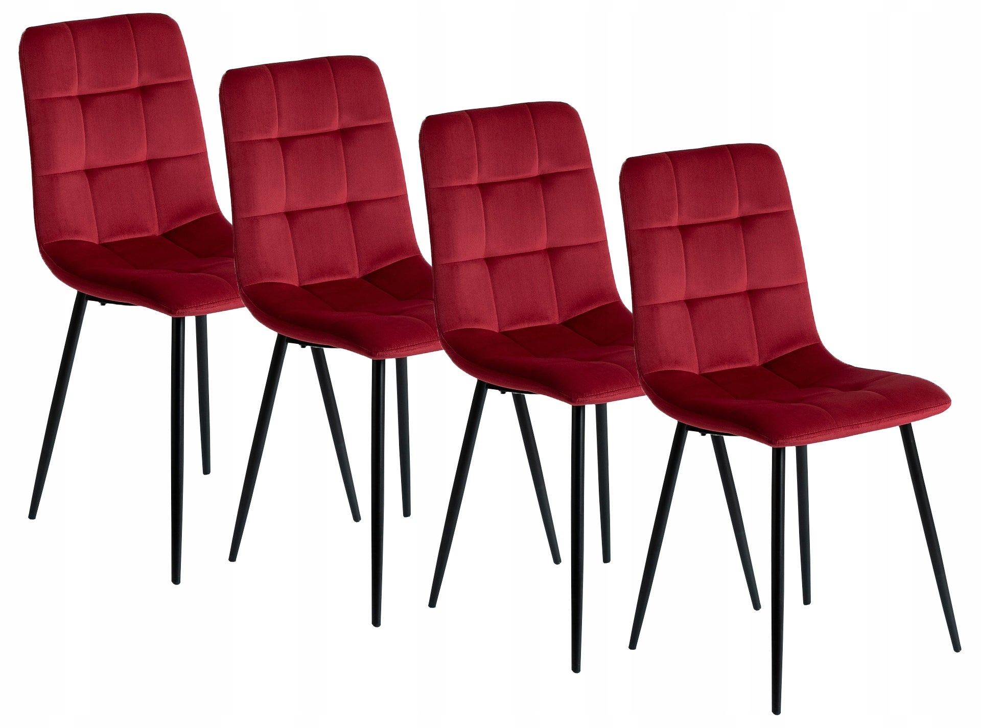 Zestaw Krzesło Tapicerowane Welurowe Kuchenne Do Jadalni Loft Bordo PERU 4x