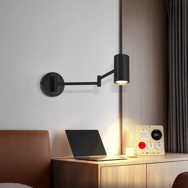 ZMH Czarna lampa ścienna do wnętrz - GU10 regulowana Lampa ścienna vintage do salonu i przedpokoju