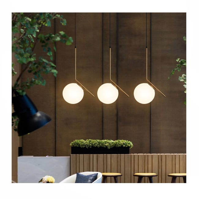 Lampada a sospensione oro di vetro ambra sfera design moderna - 8A2D Lampada a sospensione oro di vetro ambra sfera design moderna - 8A2D