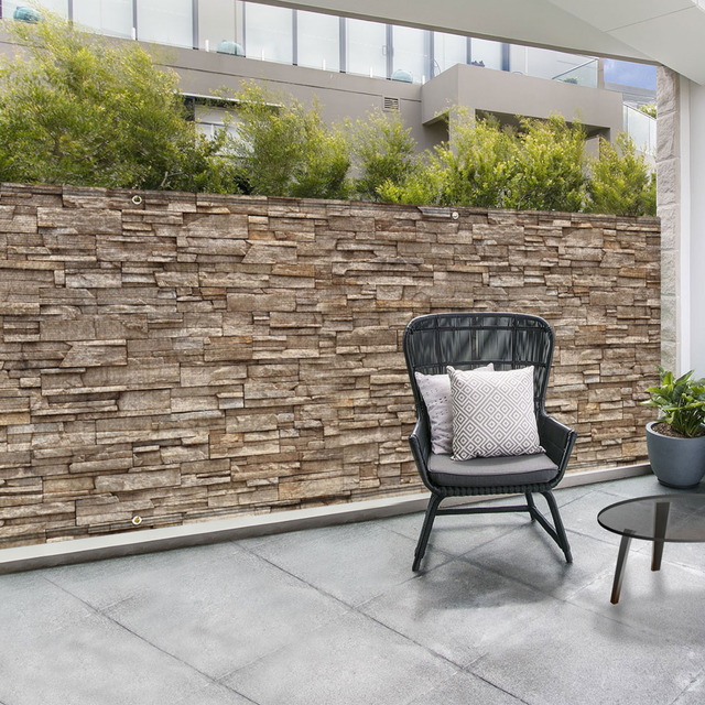 Brise vue occultant 1,5 x 10 M motif pierre marron 160 gr/m²