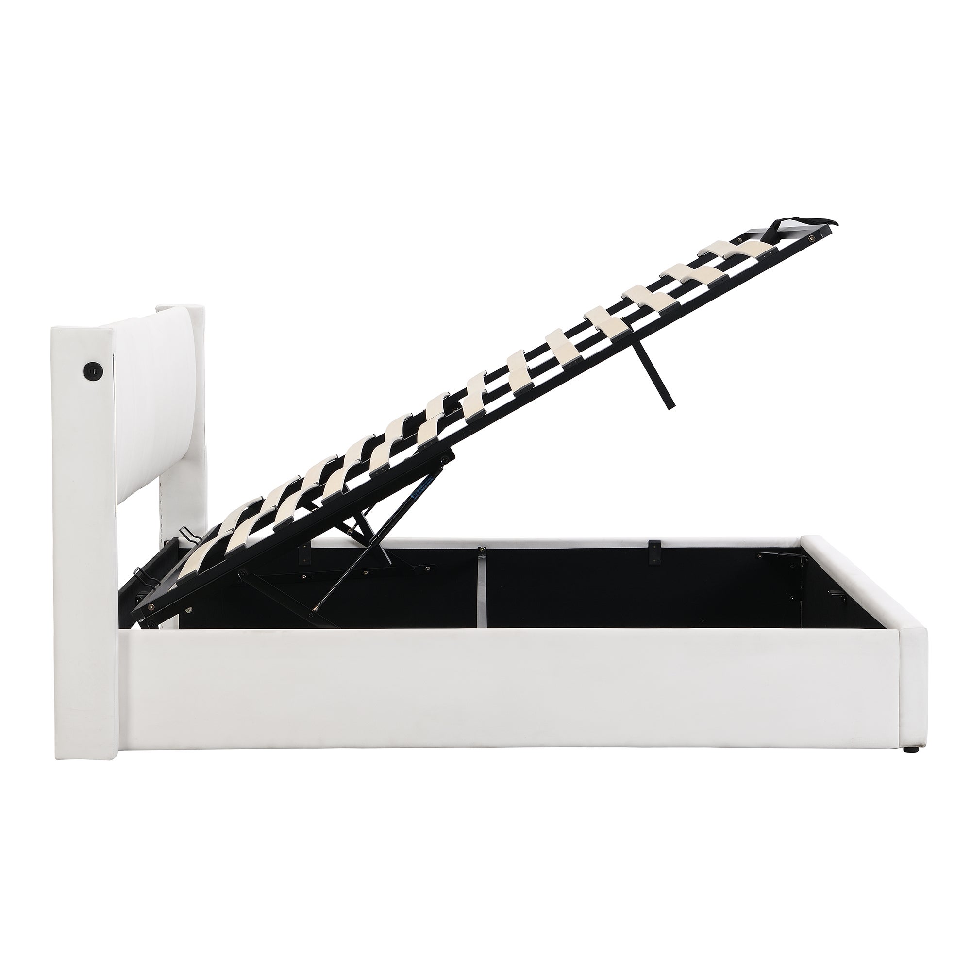 Lit Multifonctionnel LED avec USB Rechargeable, 180*200cm, Éclairage LED et Tête de Lit Réglable en PU Étanche, Lit Hydraulique avec Rangement - 7