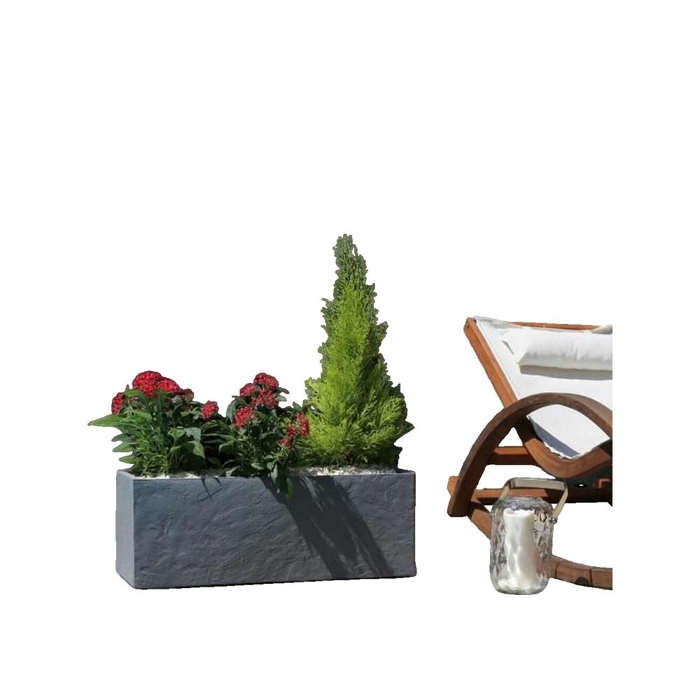 Jardinière rectangulaire Volcania Up effet pierre 57 L Anthracite - Eda - 2