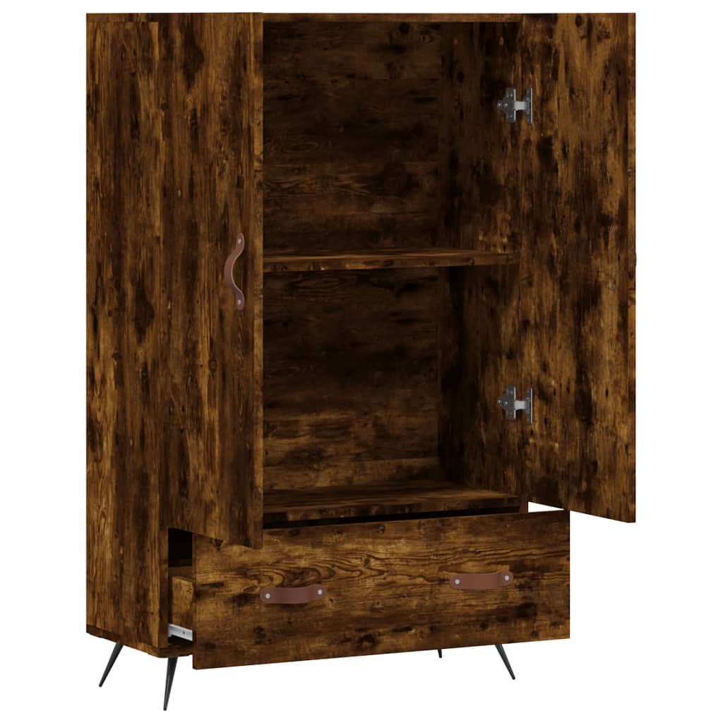 Credenza alta in rovere affumicato 69,5x31x115 cm in multistrato - 5