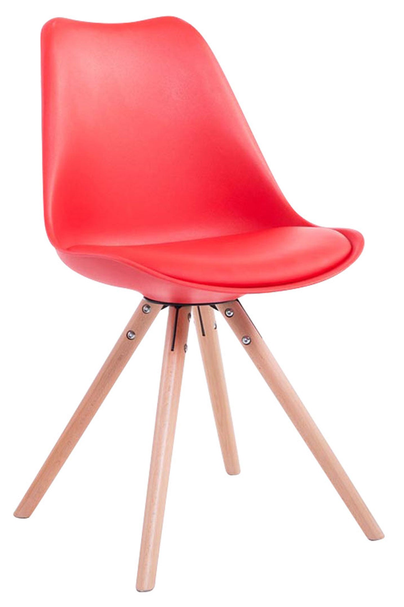 Chaise Toulouse similicuir piétement rond Rouge|Bois de chêne Nature ...