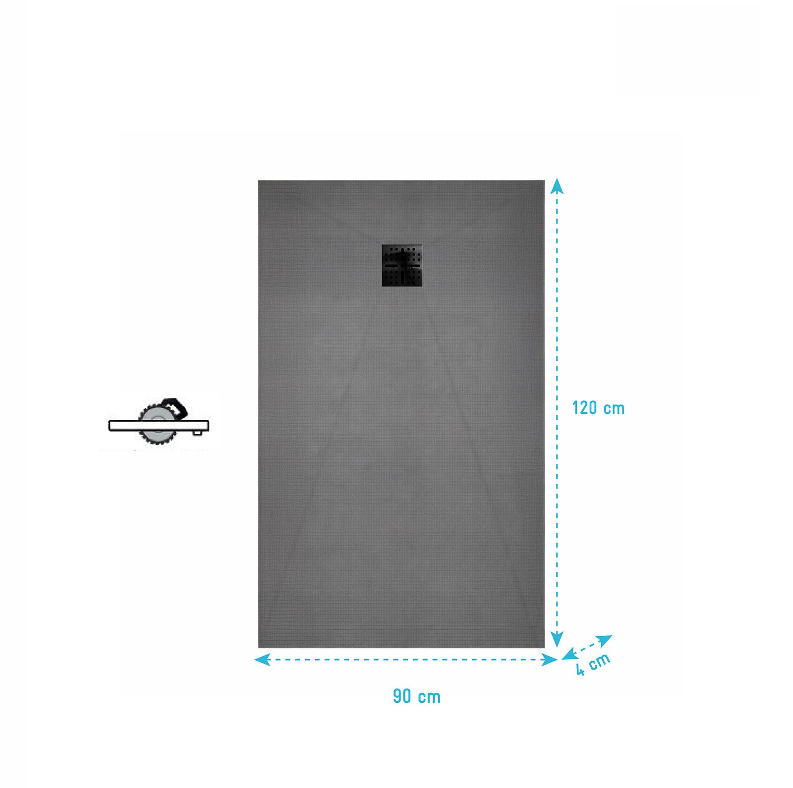 Receveur de Douche à Carreler 120x90cm avec Bonde à Sortie Verticale - Grille Noire - 5
