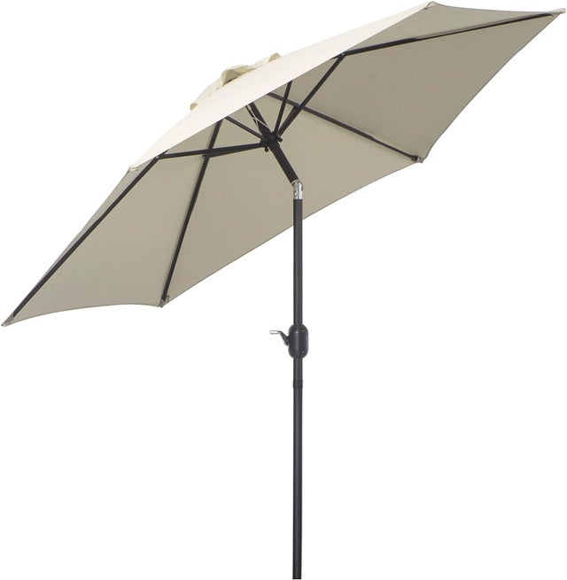 Sombrilla Parasol Reclinable para Jardín Patio Terraza Playa Piscina con Manivela Aluminio Protector UV 2.7x2.35m Blanco