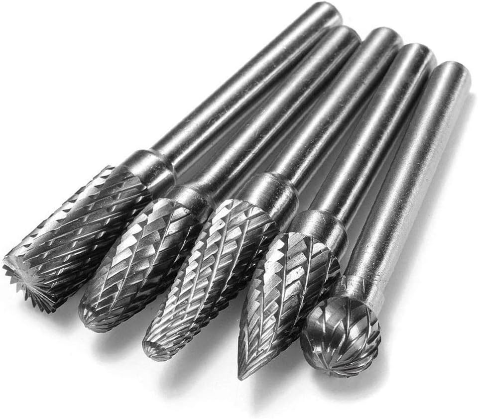 5Pcs Double Coupe Fraises Rotatives en Carbure de Tungstène, Lime