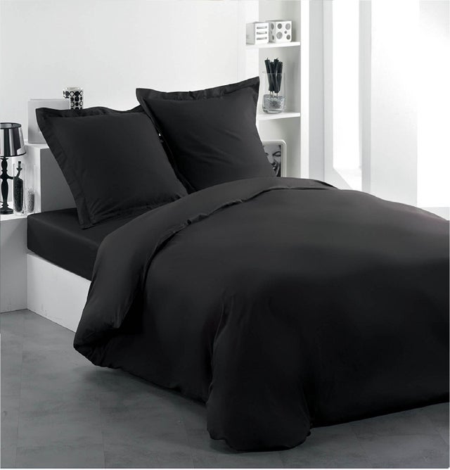 Housse de couette 2 personnes 240 x 220 cm noir charbon