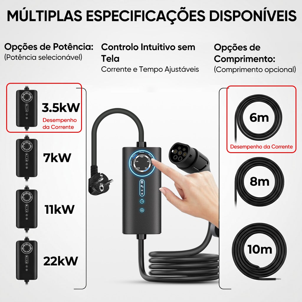 Câble de recharge JUNSUN pour véhicules électriques 3,5 kW, type 2, 6 m ...
